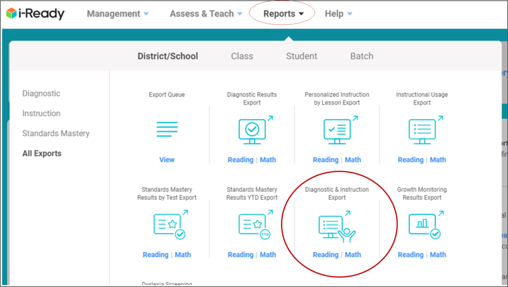 How to Export iReady Data - ECRA Group Inc.