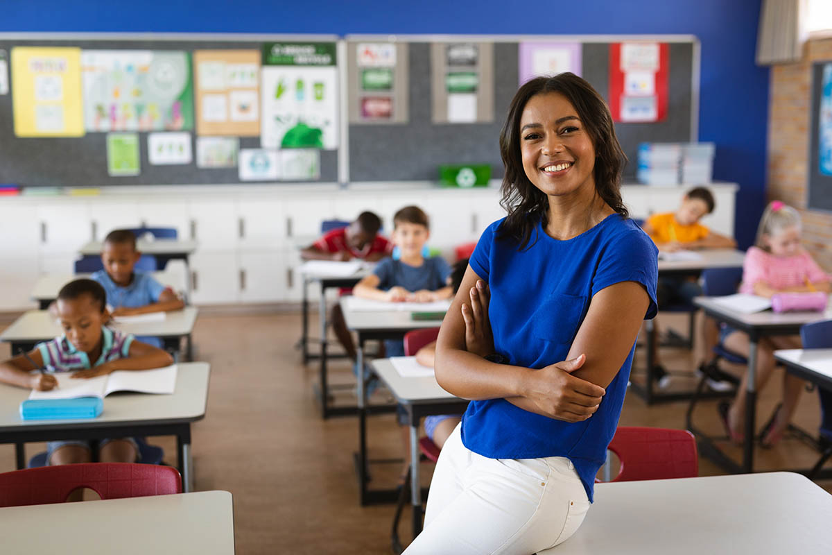Teacher smiling